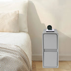 20CM Wide Bedroom Bedside Table with Cream Style Multifunctional Storage, Double Drawers Simple and Modern - Light Gray