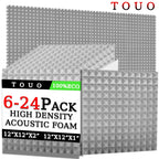 TOUO 6/12/24 Pcs Pyramid Acoustic Foam Sound Absorbing Studio Acoustic Treatment Noise Insulation For Walls Acoust Insulation