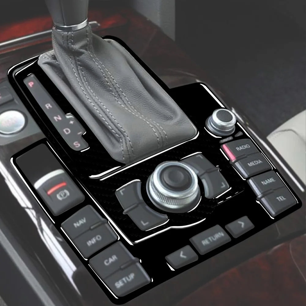 For Audi A6 S6 C6 2005-2011 Piano Black Centre Gear Shift transmission Panel Cover Car inside Trim Accessories Sticker