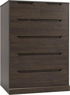 Modern 6 Drawer Dresser for Bedroom, Tall Chest of Drawers with Storage, Large Wood Storage Chest Organizer with Cut-Out Handle