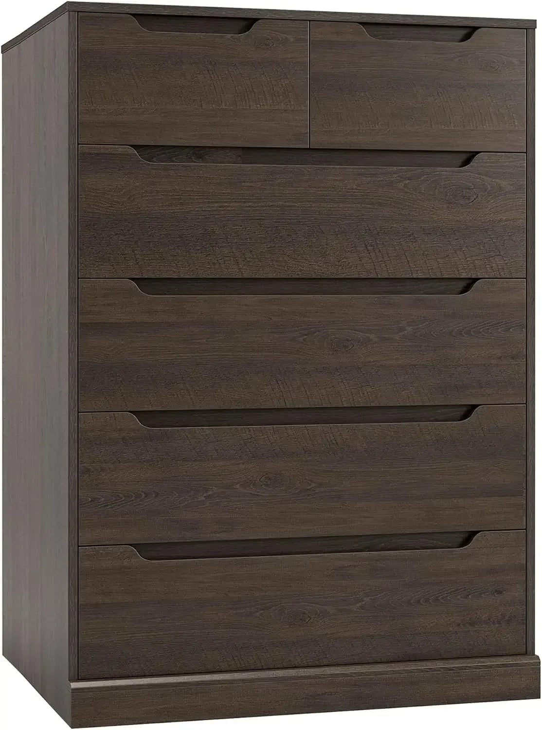 Modern 6 Drawer Dresser for Bedroom, Tall Chest of Drawers with Storage, Large Wood Storage Chest Organizer with Cut-Out Handle