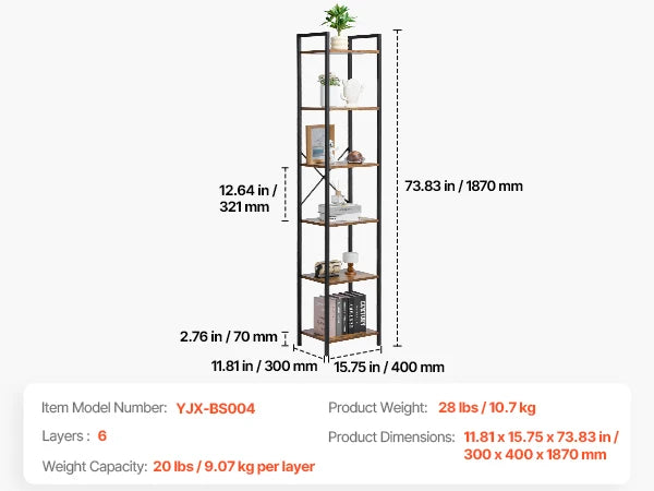 SucceBuy Metal Bookshelf 3-14-Tier Tall Industrial Bookshelf Vintage Display Storage Bookcase with Open Shelves for Home Office