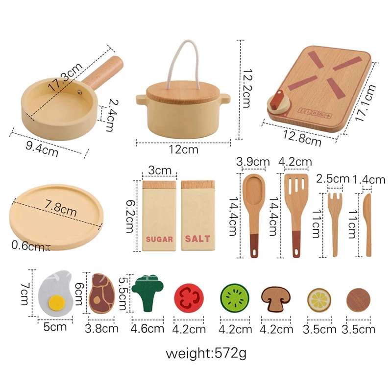 B78B-Montessori Children's Play Cooking Set  Wooden  Vegetable Pot Model Pretend  Wooden Kitchen Play Cooking Set