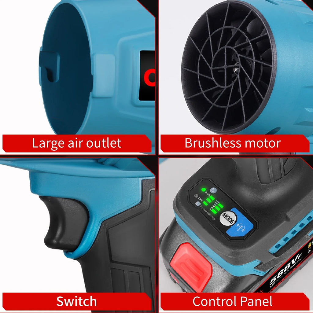 ONEVAN Brushless Electric Turbo Blower Jet Fan 3500W 300000RPM Nozzle Leaf Blower Dust Blowing Tool For Makita 18V Battery Pin