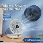 2024 New 90° Foldable Fan Rechargeable Wall Mounted Fan Table Fan Port
