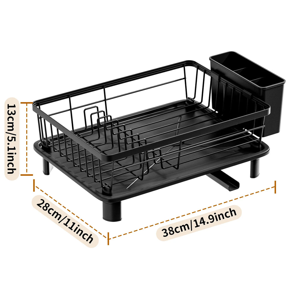 1 Kitchen Countertop Draining Rack, Draining Rack with Draining Board and Removable Utensil Holder, Space-Saving Kitchen Organizer for Home Use