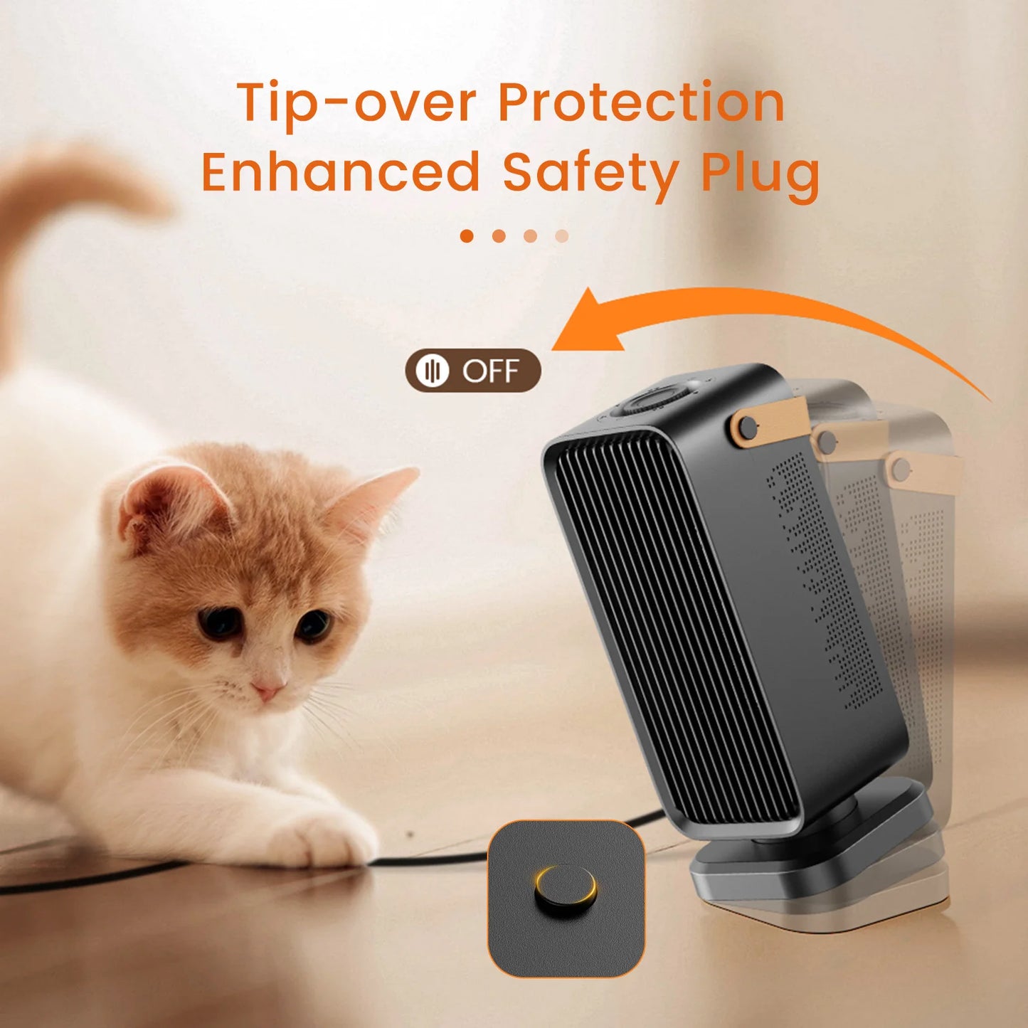 coldSky Heater for Home 1200W Fast Heating with Overheating&Tip-Over Protection Portable Electric Heater for Bedroom living Room