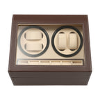 Storage Display Case 4+6 Automatic Rotation Leather Wood Watch Winder with Pillow Luxury Box Black/Brown
