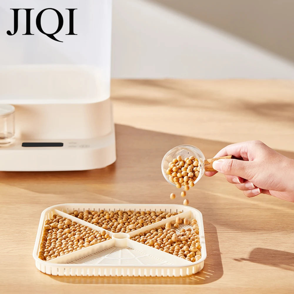 JIQI Automatic Intelligent Bean Sprout Machine Seedling Irrigation Pot Thermostat Green Vegetable Seed Growth Bucket Germinator