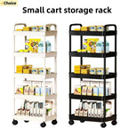 5-Layer Mobile Trolley Kitchen Storage Shelf, Floor Standing Multi-Tier Rack for Books Snacks Fruits Vegetables Organizer