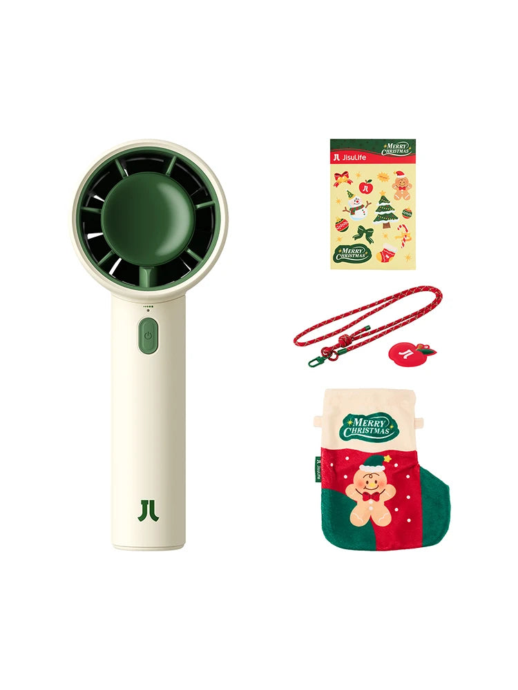 JISULIFE Christmas Special Edition Portable Handheld Fan 4000mAh Battery 5-Gear Fan Gifts for Women Men Kids Gift for Festival