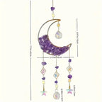 1pc, Amethyst Moon Crystal Prisms Suncatcher, Half Moon Shaped Window Hanging Pendant Glass Prisms Decor Wind Chime Rainbow Sun