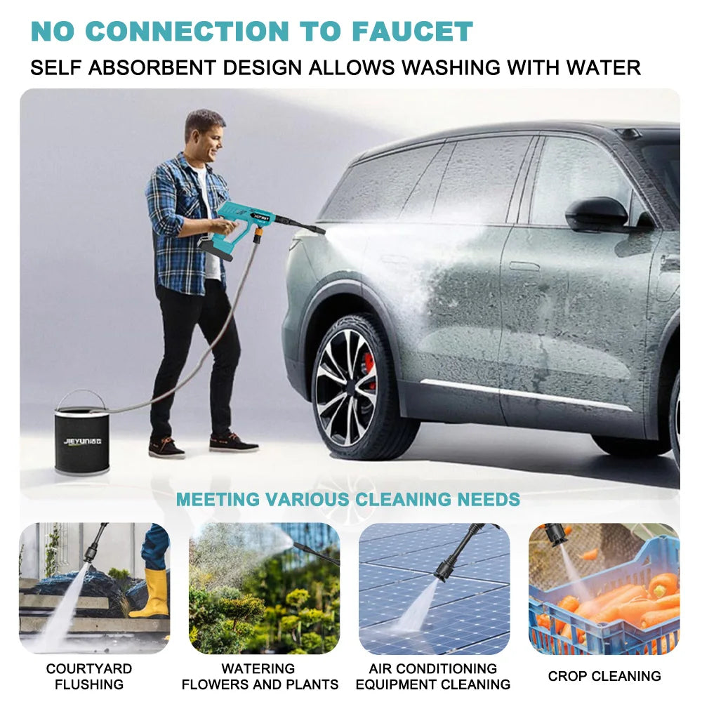 Cordless 18V Pressure Washer Gun for Car – 2-Battery Kit