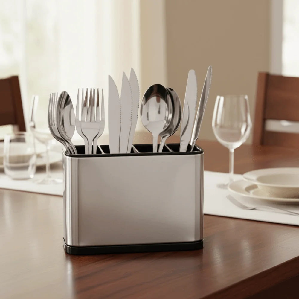 Stainless Steel Kitchen Cutlery Organizer Drainable Rust Proof Chopstick Shelf Box Compartment Large Capacity