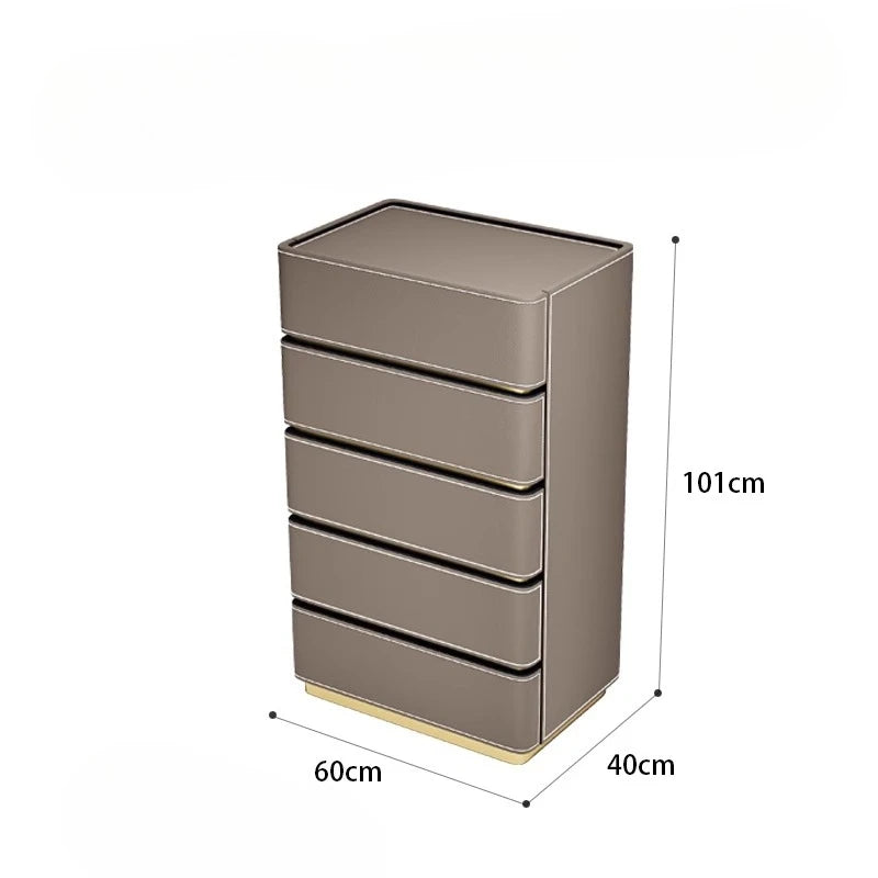 3 4 5 drawers Saddle leather Storage locker household living room drawer cabinet Italian light luxury wood Dressers Furniture