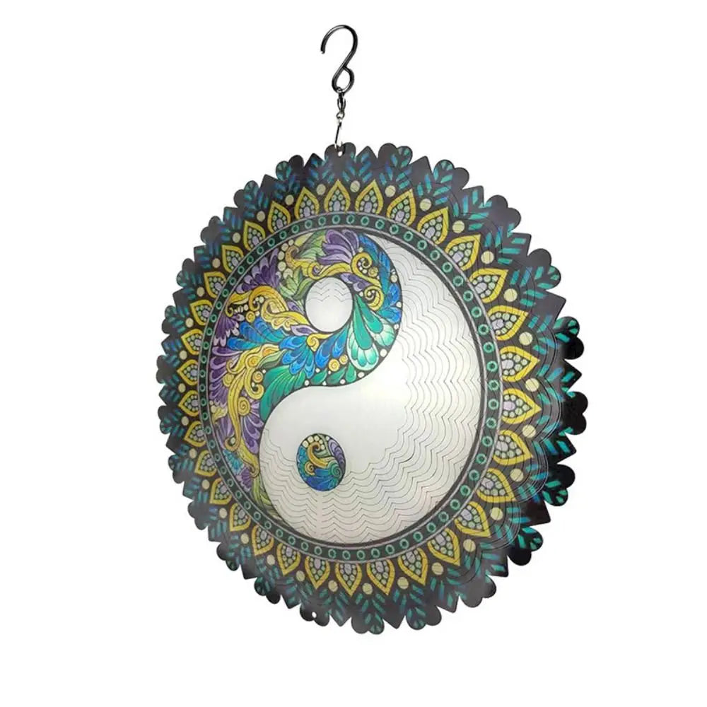 Foldable Rotating Wind Chime 3D Color Wind Chime Mandala Wall Hanging Decor 3D Wind Spinner Art Windmill Outdoor Garden Pendant