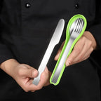 Portable Cutlery, 4 Pieces Covered Stainless Steel, Complete Dining Table Set of Tableware, Kitchen Gadget Set, Dinner Knife