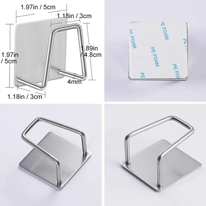 Kitchen Sponge Holder Cleaning Cloth Sink Drip Rack Storage Organization Accessories No-drilling Waterproof Stainless Steel Hook