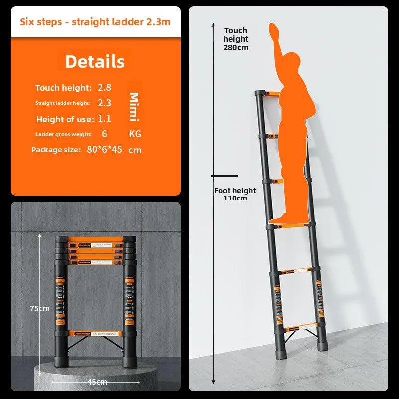 Thickened carbon steel telescopic ladder Multifunctional herringbone ladder Bamboo ladder Lifting  folding engineering staircase