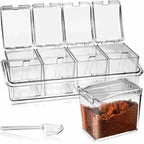 Kitchen Spice Pot 4 Transparent Seasoning Boxes, Storage Containers Seasoning Cans Acrylic Seasoning Boxes With Lids And Spoons