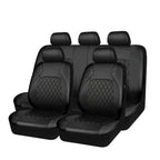 Enhanced 9PCS Universal Waterproof Car Seat Covers Full Set Front Back Protectors Quilted PU Leather with Hooks for All Vehicles