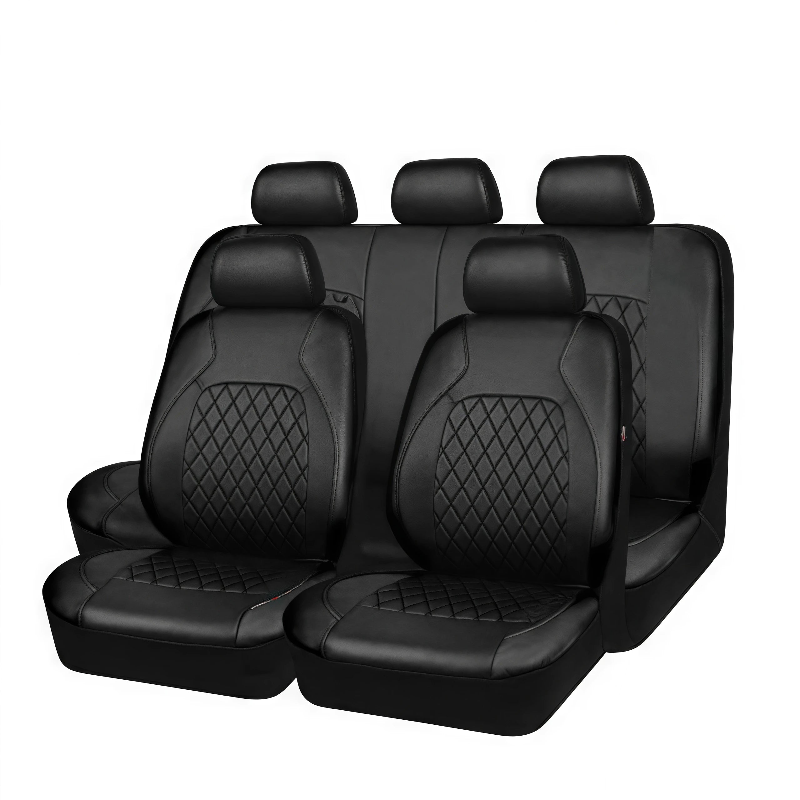 Enhanced 9PCS Universal Waterproof Car Seat Covers Full Set Front Back Protectors Quilted PU Leather with Hooks for All Vehicles