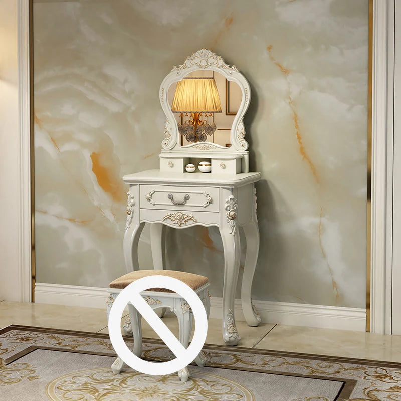 European Luxury Vanity Table Bedroom Mid Century White Makeup Dressing Table Cosmetics Chair Penteadeira Postmodern Furniture