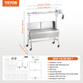 VEVOR 35inch Rotisserie Grill Electric Motor Charcoal Spit Grill Stainless Steel Roaster w/Lockable Wheels for Camping Outdoor