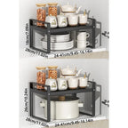 Layered Adjustable Kitchen Organizer Space Saving Expandable Countertop Pot Holder Easy To Install Non-slip