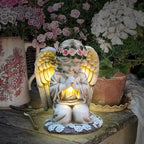 Resin Praying Angel Solar Angel Garden Decor With Solar Lights Waterproof Sculpture Figurine Cemetery Decorations Yard Art