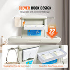 SucceBuy Wall-Mounted Baby Changing Station Horizontal Foldable Diaper Change Table Safety Straps and Hanging Rods for Newborns