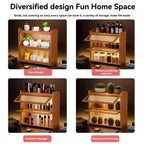 Kitchen countertop seasoning rack storage shelf, product sorting rack, layered multifunctional storage cabinet, dust-proof cabin