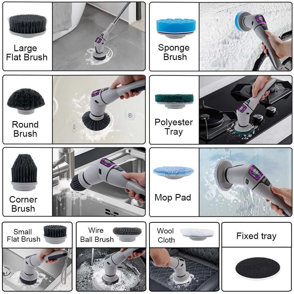 Electric Cleaning Brush Multifunctional Household Cleaning Brush Handheld Shower Scrubber Bathroom Kitchen Spin Scrubber