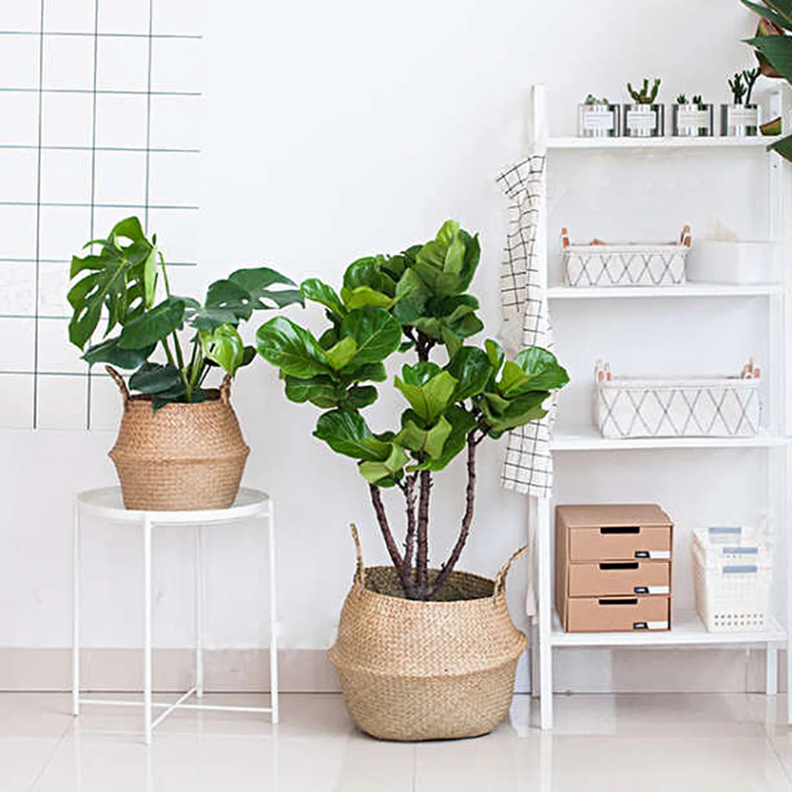 Seagrass Wickerwork Basket Portable Dirty Laundry Hamper Storage Basket Garden Plant Basket Home Decor