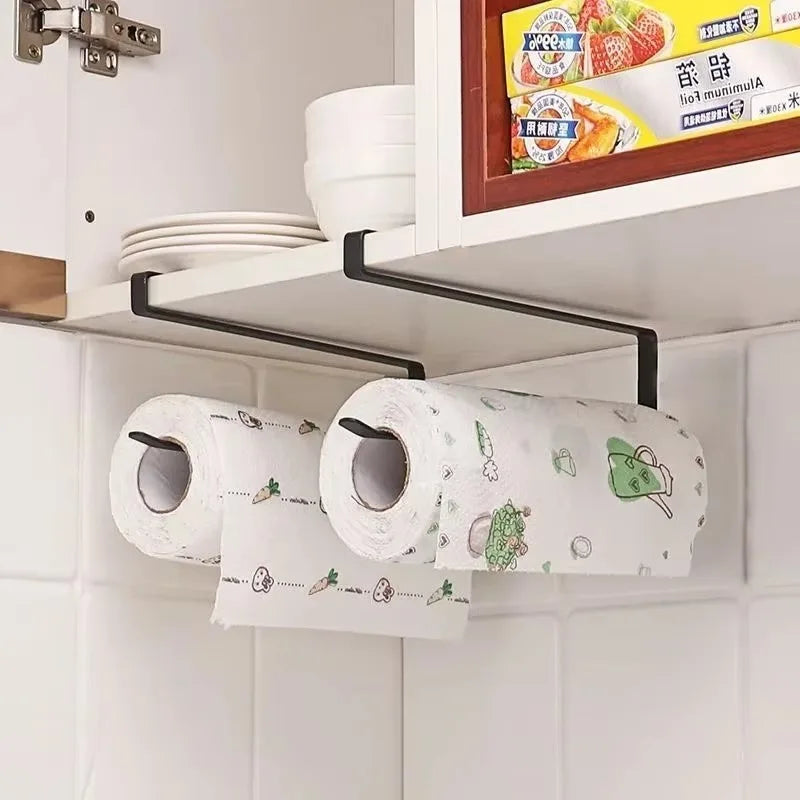 Wall Mounted Kitchen Tissue Rack Metal Non Perforated Roll Paper Cling Film Storage Cabinet Home Cloth Storage Racks
