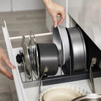 Hot New Pot Lid Storage Rack Cabinet Drawer Cookware Organizer Kitchen Space Saving Shelf Accessory