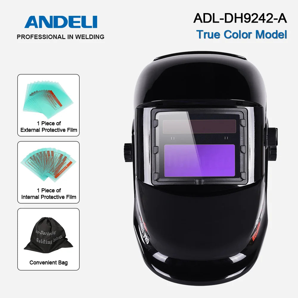 ANDELI Auto Darkening Welding Helmet Large Viewing True Color Solar Powered Welding Mask for TIG MIG ARC Grinding Welder