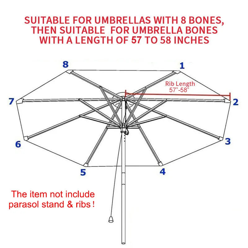 Parasol Replacement Cloth Outdoor Garden Banana Umbrella Cover Waterproof Sunshade Canopy For 6 Ribs/8 Ribs Parasol