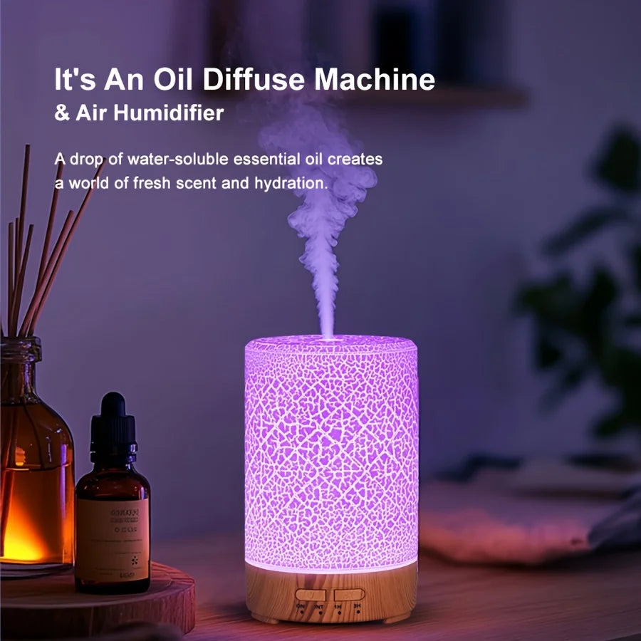 150ml Crack Design Essential Oil Diffuser USB Powered with  7 Color LE