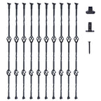 VEVOR Staircase Metal Balusters Galvanized Steel Decorative Banister Spindles with Hollow Baskets Spiral Stair with Shoes Screws