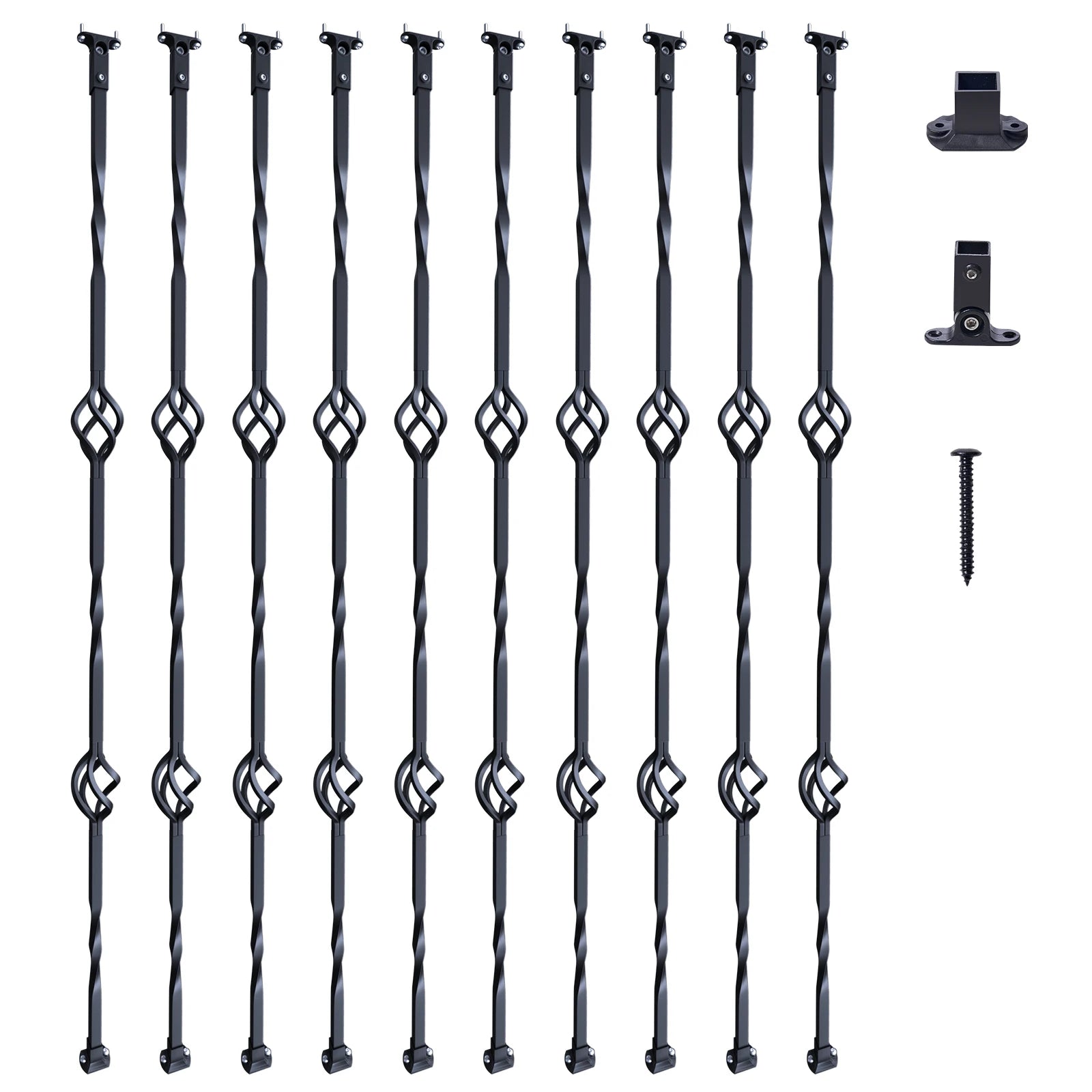 VEVOR Staircase Metal Balusters Galvanized Steel Decorative Banister Spindles with Hollow Baskets Spiral Stair with Shoes Screws