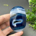 Natural Blue Agate Palm Play Healing Spiritual Meditation Chakra Witchcraft Prayer Energy Feng Shui Home Decor Gift