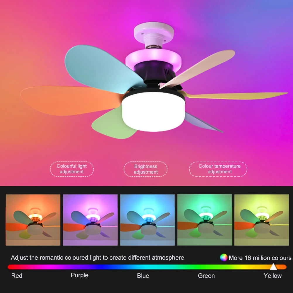 40W Ceiling Fan Lamp RGB Dimmable Ceiling Fanlight Stepless Dimming E2