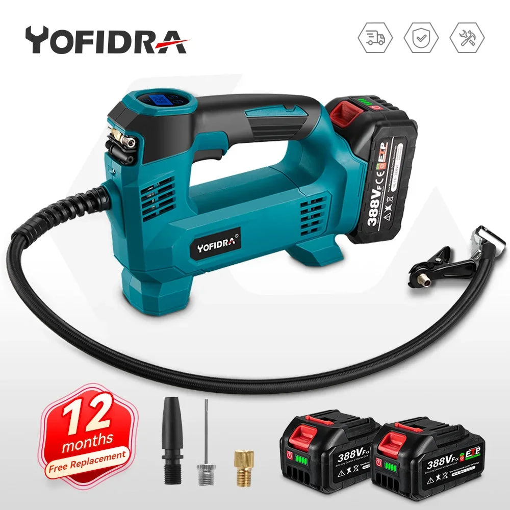Cordless High Pressure Portable Electric Air Pump With LED Display Rechargeable Car Ball Inflatable Pump For Makita Battery Pin