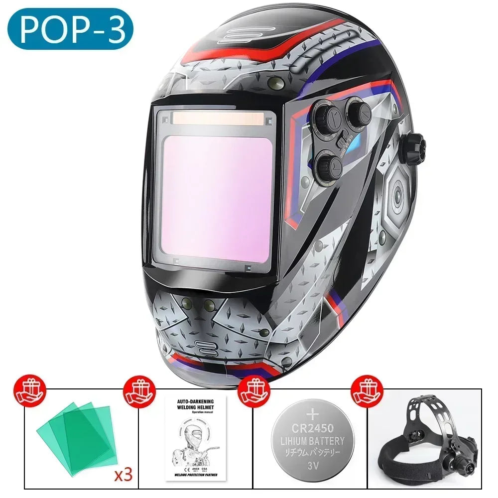 1112 Welding Helmet Automatically Darkening Soldering Welder Mask True Color Welder Cap 4 Arc Sensor for TIG MIG MMA goggles