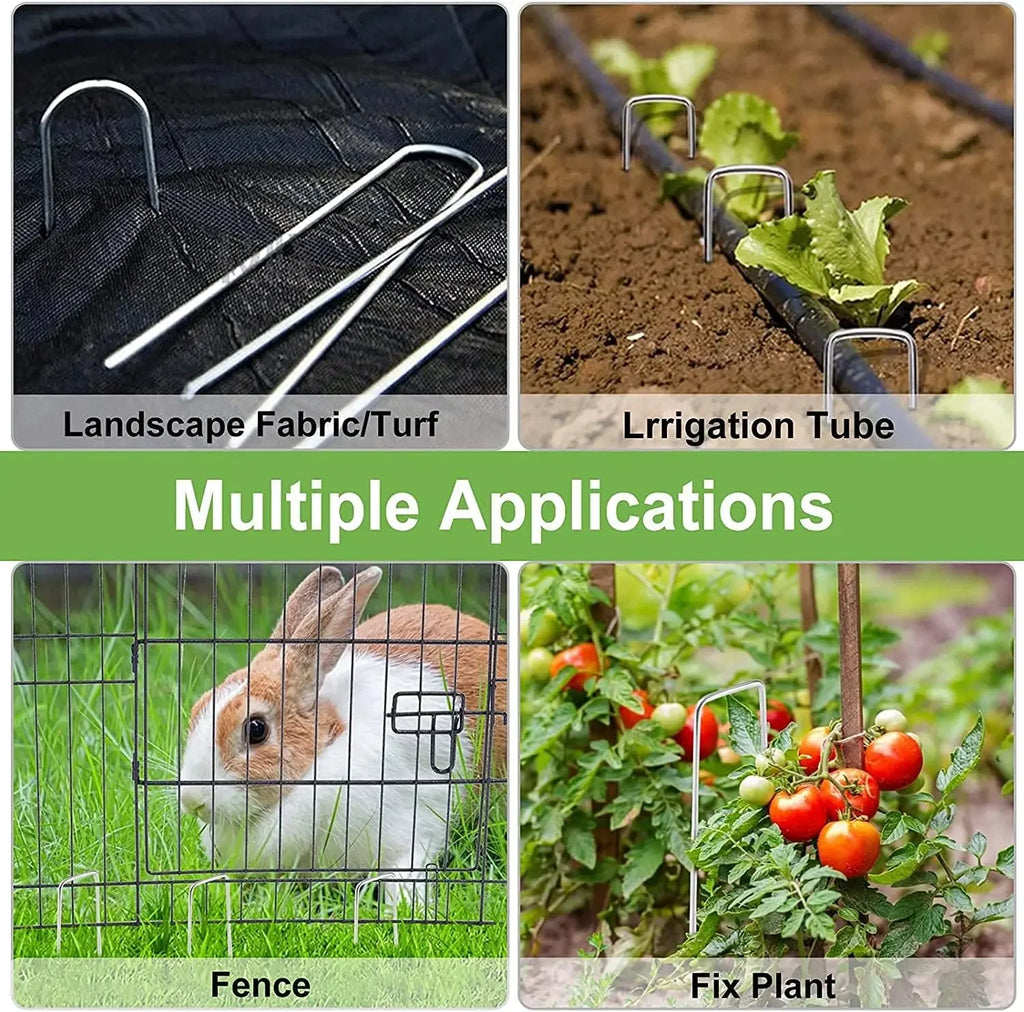 Galvanized Garden Stakes Landscaping Staples U-Shaped Pins Rust-proof Sod Stakes Fences Outdoor Wires Tents Tarps Securing Pegs