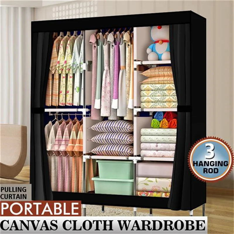 71" Portable Closet Wardrobe Clothes Rack Storage Organizer with Shelf