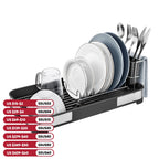 SONGMICS Small Dish Drying Rack, Dish Dryer for Kitchen Counter, Stainless Steel Dish Rack with Drain, Utensil Holder,Rustproof