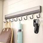 Kitchen Hook Wall Mounted Kitchen Storage Rack Storage Row Hook Holder No Punch Shelves with Movable Hook Kitchen Utensil
