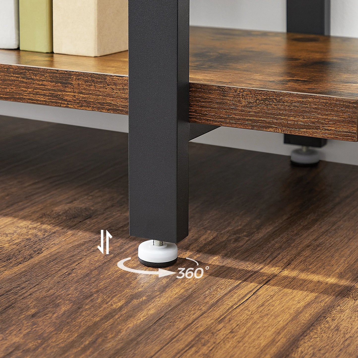 VASAGLE Bookshelf, 5-Tier Industrial Stable Bookcase, Storage Rack, Standing Shelf, Easy Assembly, Living Room, Bedroom, Office